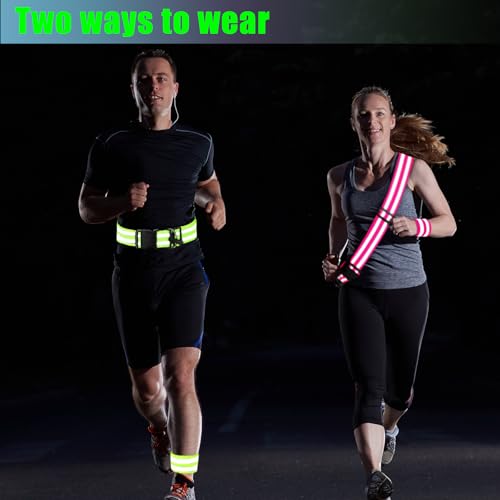 Saintrygo 6 Pcs Reflective Sash for Walking at Night Reflective Strap Arm Band High Visibility Belt Safety Ankle Strap for Visibility Vest Clothing Running Gear - color: Fluorescent Pink