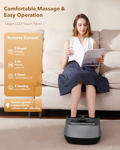 KNQZE Shiatsu Foot Massager with Heat & Compression, LCD Touch Panel, FSA - color: Gray