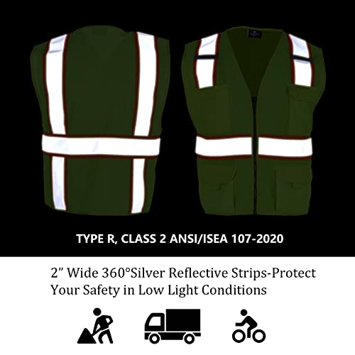 VENDACE Hi Vis Safety Reflective Mesh Vest for Men ANSI Class 2 High Visibility Vest with 8 Pockets and Zipper - color: Yellow, size: X-Large