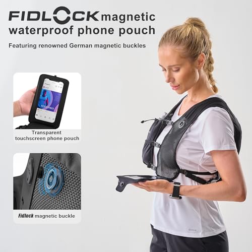 N NEVO RHINO Running Vest with 350ML TPU Soft Flask,Adjustable Chest Straps - color: Black