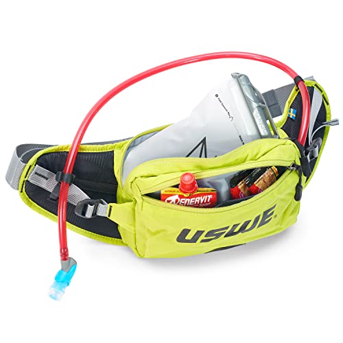 USWE Zulo Hydration Hip Pack - with Organizer and Side Pockets, Bounce Free Hip Belt (2L, Yellow) - color: Yellow, size: 2L
