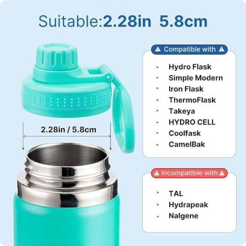 Spout Lid for Hydro Flask 12 16 18 20 32 40 64oz Wide Mouth Bottle - color: Green 2 pack