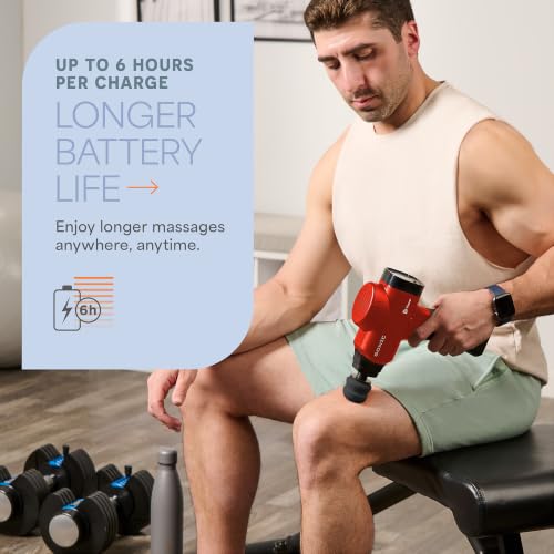 Lifepro Sonic Massage Gun Percussion Muscle Massager, 8 Heads & 5 Speeds - color: Red, size: Standard