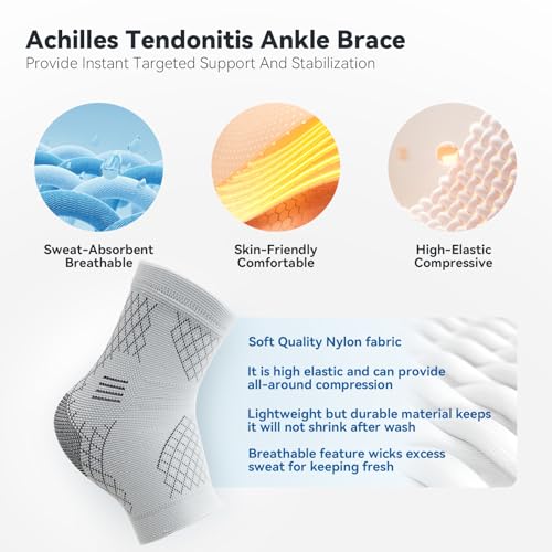 INDEEMAX 2 Pack Ankle Brace & Ankle Compression Sleeve for Women Men - color: Grey, size: Small