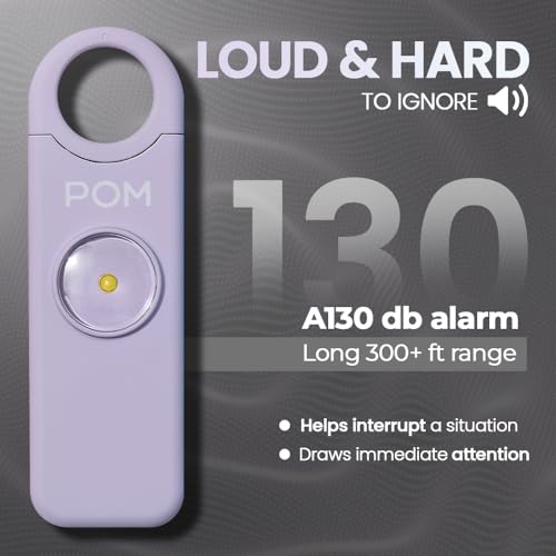 POM Pepper Spray & Personal Alarm Safety Kit – OC Self Defense Keychain Spray & Loud Emergency Alarm for Campus Safety, Women & Students - color: White X Lavender, style: Keychain Model