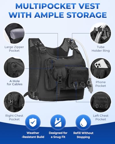 Hydration Backpack with 2L Water Bladder, Running Vest for Women Men - color: Black