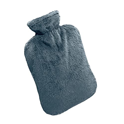 BICAREE Hot Water Bottle with Cover, 2L PVC Hot Water Bag for Neck, Shoulder Pain and Hand Feet Warmer, Menstrual Cramps, Hot Compress and Cold Therapy(Blue Ashes) - style: A Blue Ashes