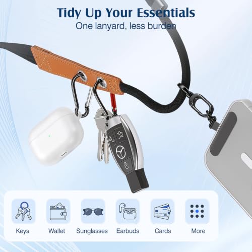 MoKo Adjustable Phone Lanyard Crossbody Strap with 2 Hanging Loops - color: Black