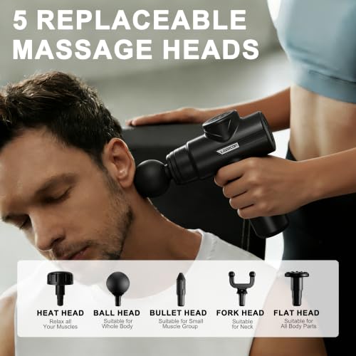 LEERCON Massage Gun with Heat, Deep Tissue Back Massager Gun Gifts for Men - color: E-black