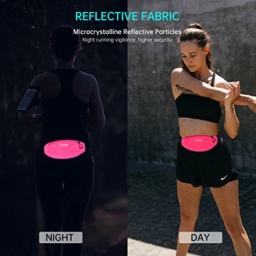 Long Keeper Running Reflective Belt Women Men Sport Walking Waist Pack Phone Holder Travelling Hiking Workout Gym Fanny Pack (Rose Red) - color: Rose Red