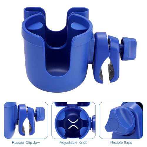 Accmor Stroller Cup Holder with Phone Holder, Bike Cup Holder, Walker Scooter Wheelchair Cup Holder Attachment, Universal Cup Holder for Uppababy Graco Strollers - color: All Dark Blue