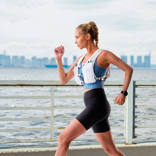 N NEVO RHINO Running Vest with 350ML TPU Soft Flask,Adjustable Chest Straps - color: White