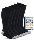 Pembrook® 3 Pairs Plus Size Compression Socks Wide Calf - Bamboo Viscose - color: Black - 3 Pairs, size: 3X-Large