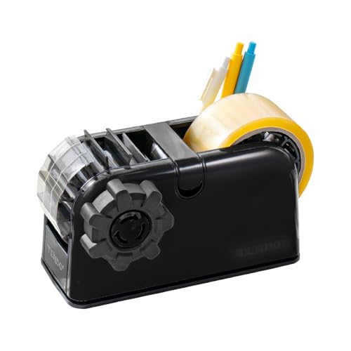 [TENDO°] TENDO Multi-Section Tape Dispenser, Custom Width Tape Cutter with 4 Cutting Sections, Built-in Safety Blade, Ergonomic Grip for Packing and Office Use, ZO-508(Black) - color: Black