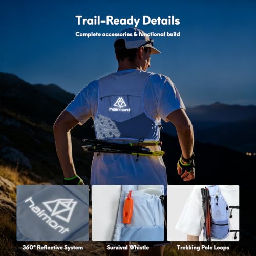 Haimont 8L Trail Running Hydration Vest with Soft Flasks - color: Light Blue, size: Medium