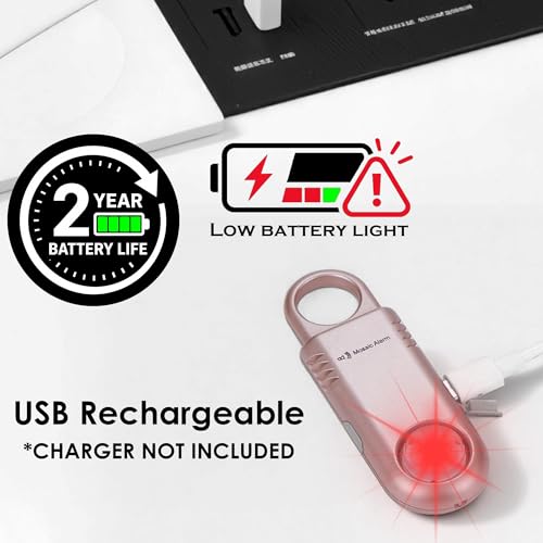 Rechargeable 135dB Personal Alarm Ultra Bright Flashlight & Strobe Light - color: Hot Pink