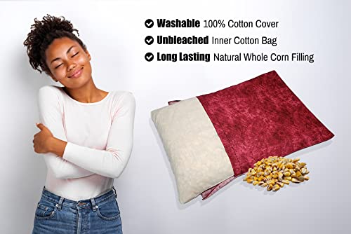 Microwavable Corn Filled Heating Pad and Cold Pack/Washable 100% Cotton Cover (Etched - Burgundy, 7.5in W x 11in L) - size: 7.5in W x 11in L, style: Etched - Burgundy