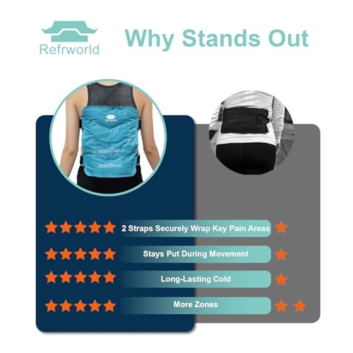 Long-Lasting Cold Ice Pack Wrap for Injuries Reusable Gel for Lower Back, Cold Packs Wrap for Shoulder, Knee, Elbow, Hip, Leg, Soft Cold Compress—2 Straps Securely Wrap Around Key Pain Areas