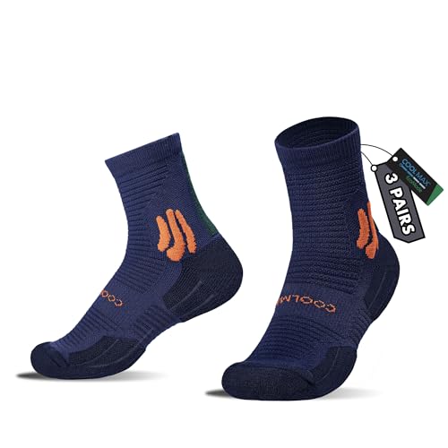 BRISIRA Coolmax Bamboo Viscose Kids Compression Socks for Youth Boys Girls - color: Darkblue-3pack, size: Small