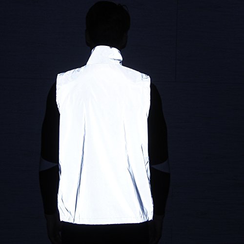 LZLRUN Mens Reflective Vest Jacket Casual Hiphop Windbreaker Night Sporting - size: Large