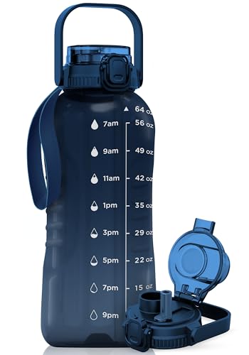 AQUAFIT 64 oz Water Bottle with Handle, 2in1 Lid - color: Nebula