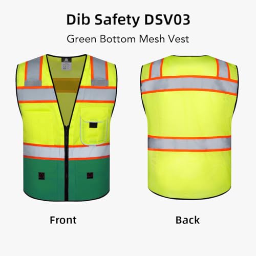 Dib Safety Reflective Safety Vest Made with 3M Tape, Yellow and Green L - color: Yellow & Green, size: Large