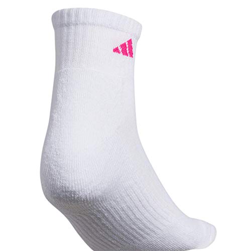 adidas Women's Athletic Cushioned Quarter Ankle Socks 6 Pairs - color: White/Shock Pink/Bright Cyan