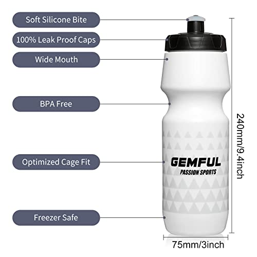 GEMFUL Water Bottle Biking BPA Free 24 Ounce 2 Pack - color: Black+White