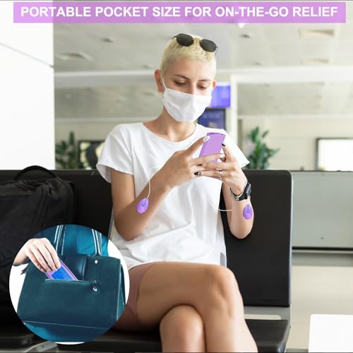 Belfiu TENS & PMS 24 Modes Muscle Stimulator for Pain Relief Therapy, Electronic Pulse Massager Muscle Massager with 10 Pads, Dust-Proof Drawstring Storage Bag, Fastening Cable Ties - color: Purple