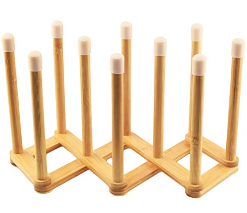 Bamboo Retractable Bottle Drying Rack Cup Dish Drying Racks,Sports Water Bottle and Mug Drainer Stand, Plastic Bag Dryer Rack and Multifunctional Drying Rack for Kitchen Countertop