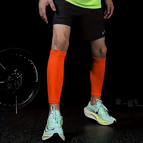 COUVER Unisex Long Leg Compression Sleeves - color: Orange, size: Large