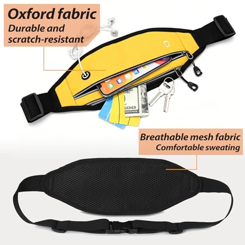 Fanny Packs for Women Men,Travel Money Pouch,Adjustable Running Belt,Yellow - color: Yellow