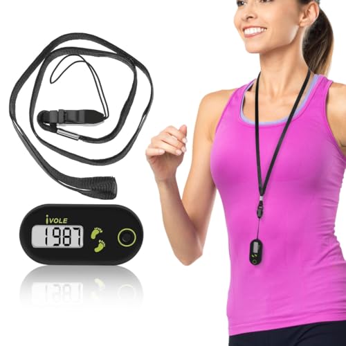 Veemoon 3D Digital Pedometer Accurate Step Counter Walking Distance Miles Calorie Counter Exercise Time Silent with Clip and Lanyard for Men Women Exercise