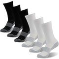 FOOTPLUS Hiking Copper Compression Socks,Unisex Cushioned Sole Arch Support Athletic Crew Running Socks - color: 6 Pairs-3 White Crew&3 Black Crew, size: XX-Large