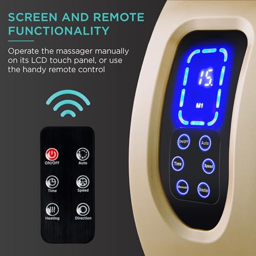 Best Choice Products Shiatsu Foot Massager with Heat for Plantar Fasciitis & Neuropathy, Kneading Foot & Calf Massager with Remote, 360° Adjustable Handle, Rolling & Compression Massage - Gold - color: Gold