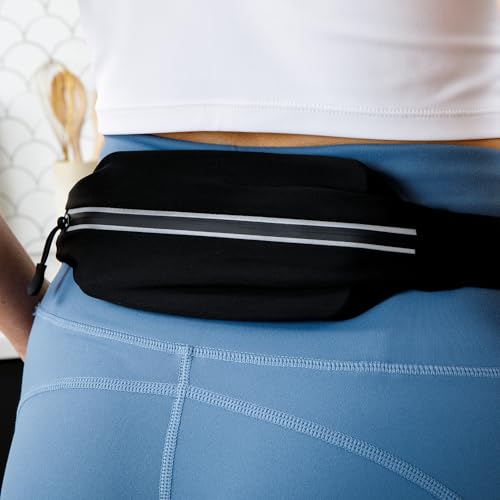 Slim Running Belt - Single Pocket Waterproof Phone Pouch - color: Black (Single Pocket)