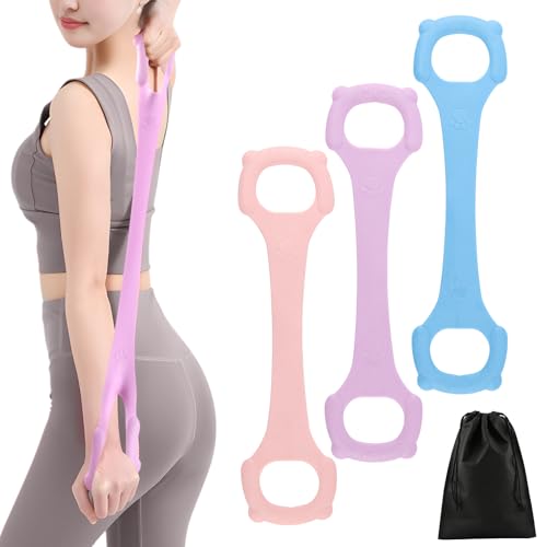 3 Pcs Figure 8 Fitness Resistance Band, Back Training Elastic Rope