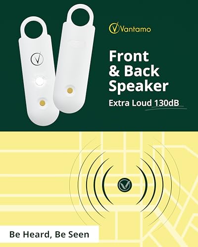 Vantamo Personal Alarm for Self Defense with Low Battery Notice, Strobe Light & Extra Loud 130 dB Double Speakers Safety Keychain Set for Women, Rechargeable Panic Button for Womens Self Defense - color: Snow