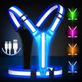 Fokia Kunbio LED Reflective Running Vest Gear,Light Up Vest Runners Night Walking USB Rechargeable,Up to 11hrs Light with Adjustable Waist/Shoulder for Women Men Kids - color: Bule