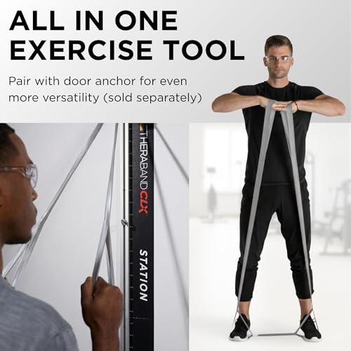 THERABAND CLX Resistance Band with Loops, 5-Foot Band - color: Level 6 / Super Heavy - Silver