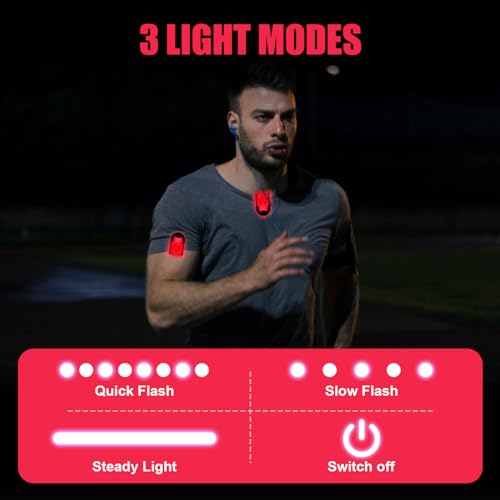 Aucuu Reflective Running Gear Set, Magnetic LED Clip Lights, Rechargeable Magnet Clip, Running Safety Lights with 3 Lighting Modes, High Visibility, Brightly Luminous for Night Running, Cycling - color: #3 Red