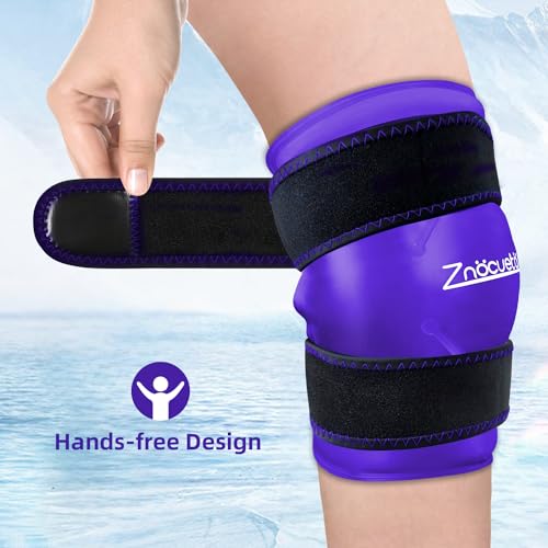 ZNÖCUETÖD Enhanced Knee Ice Pack Wrap for Pain Relief, Large Gel Ice Pack for Knee Leg Injuries Reusable with Cold Compression for Tendonitis, Arthritis, Swelling, Bruises, Surgery Recovery, Purple - color: Purple