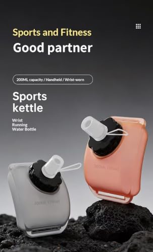 Wrist Water Bottle 200ml, Portable Running Hand Water Bottle with Hook and Loop Strap, Collapsible Silicone Sports Hydration Flask for Running, Cycling, Hiking, Walking, Gym (White) - color: White