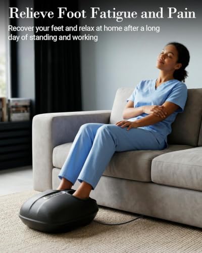 CuPiLo Foot Massager with Heat & Remote, 5-Level Compression - color: Carbon Black