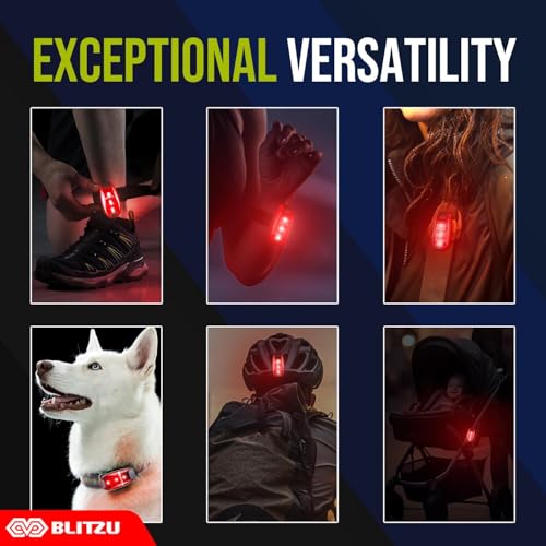 LED Safety Lights 4 Pack, Clip On High Visibility Strobe Light for Walk Run - color: Red