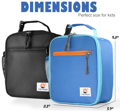 CaCTOUR Lunch Box Kids,2 Packs Insulated Lunch Bag for Girls Boys,Soft Bag Mini Cooler Back to School Thermal Reusable Lunch Bag for Work School Picnic (Blue & Black) - color: Black+Blue