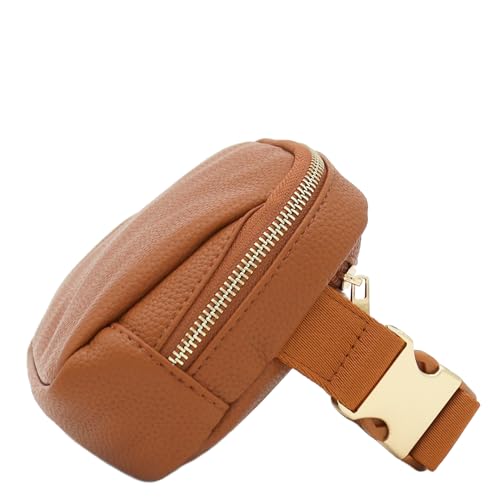 Lightweight Soft PU Pebbled Leather Sling Fanny Pack Belt Bag with Gold Metal Buckle (Tan) - color: Tan