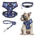 SCENEREAL Small Dog Harness and Leash Set, No Pull Puppy Harness - color: Navy-Starry Night, size: M: Chest Girth: 17"-21"