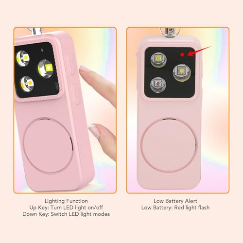 GOWENIC Personal Safety Alarm for Girls Women, 150dB Loud Alarm with LED Light, Comes with Anti Lost Keychain, Gifts for Women, Girls, Students, Night Running (Pink) - color: Pink