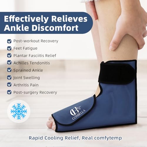 Ankle Ice Pack Wrap for Swelling & Pain Relief, Navy Blue - color: Navy Blue, size: Large